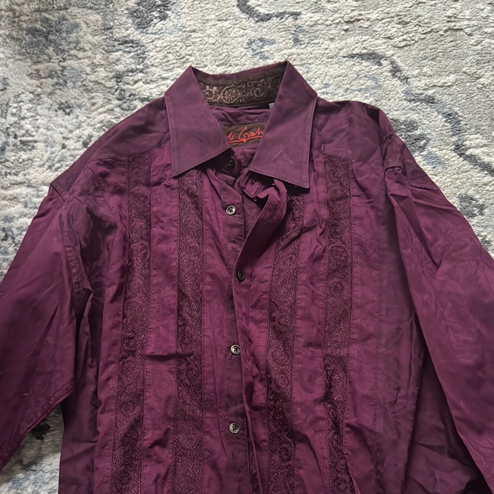Robert Graham Red Notched Collar Dress Shirt